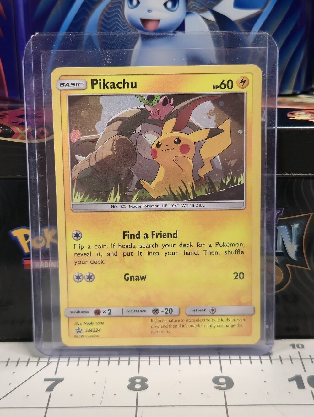 Promo Pikachu Holo card from the Sun & Moon Black Star Promo SM234